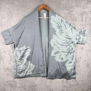 MarlaWynne Jacquard Kimono Knit Topper Sweater Womens‎ MP Petite Green Lagenlook